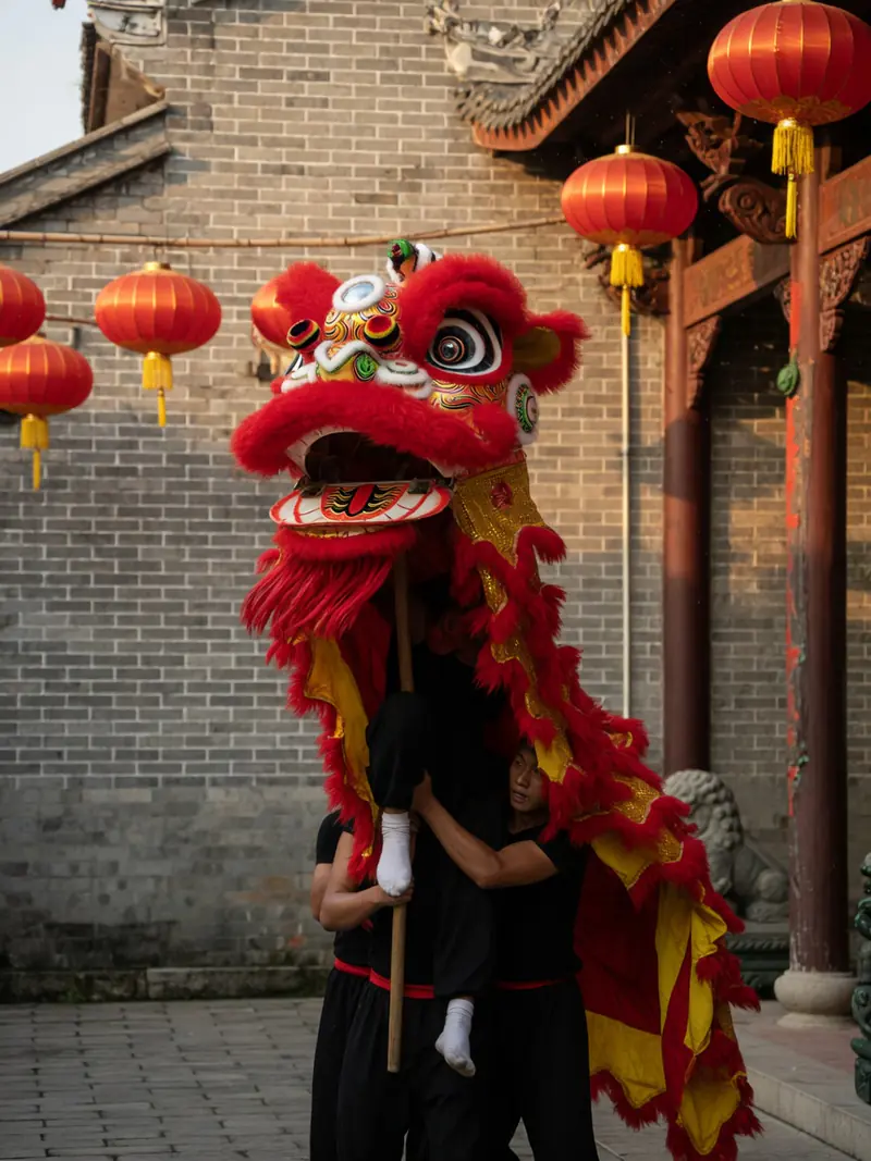 Southern lion dance (醒狮) in the Huang Feihong tradition — Foshan, Lingnan culture