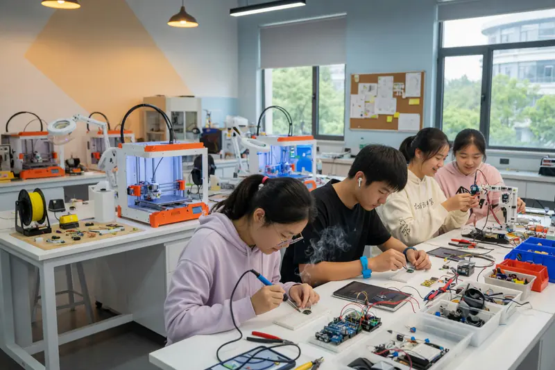 Teens building electronics prototypes in a Shenzhen maker lab — Latest Byte China Innovation Tour